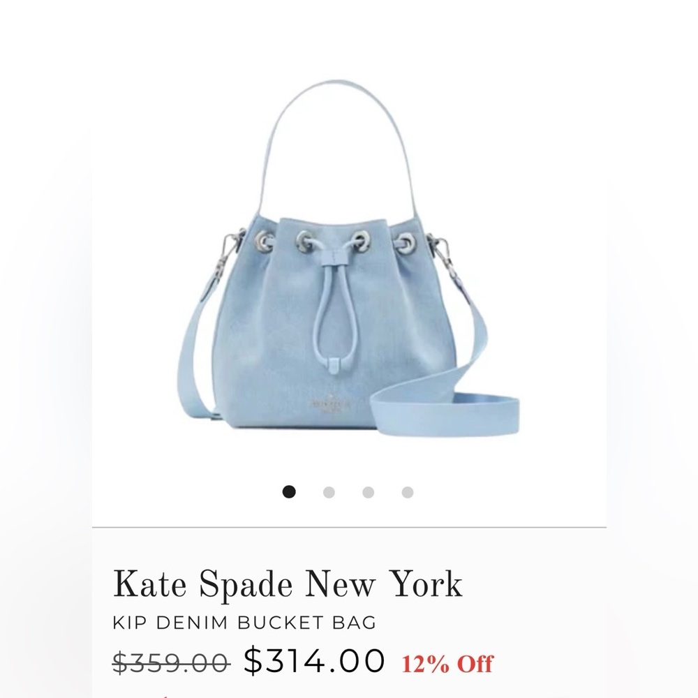 NWT Kate Spade Kip Small Bucket Denim Crossbody Drawstring Bucket Bag